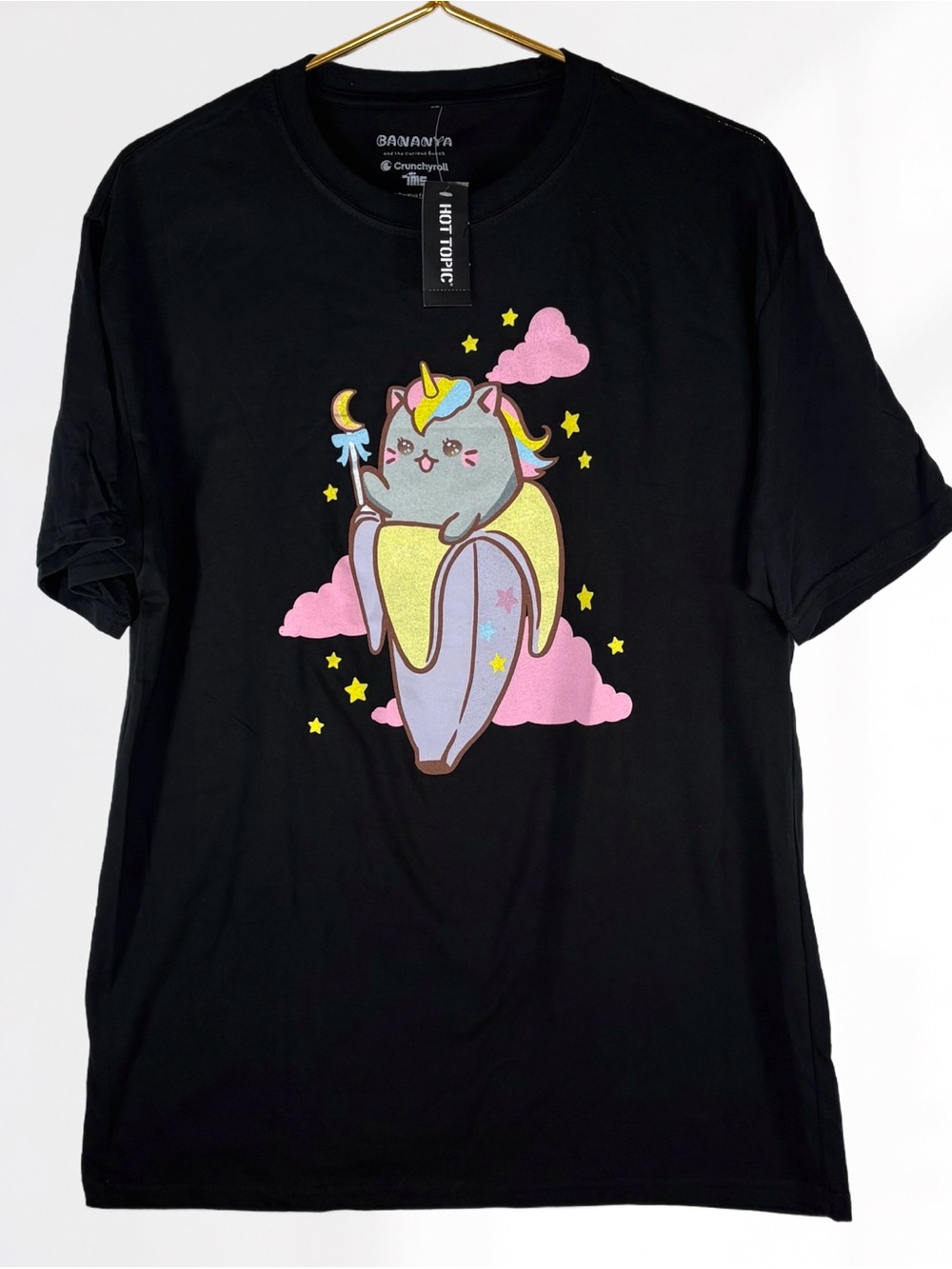 Hot Topic Unicorn Bananya Black Graphic Tee Size L 100% Cotton Short Sleeve